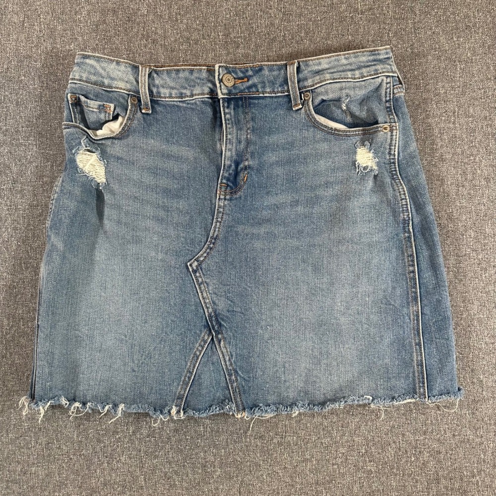 Old Navy Skirt Womens 8 Mini Blue Distressed Frayed Hem Denim